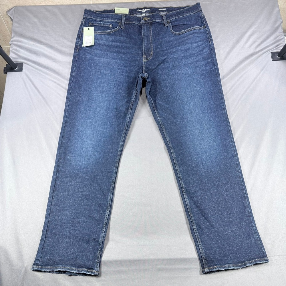 Goodfellow Mens 42x32 Blue Cotton Blend Slim Straight Total Flex Stretch Jeans